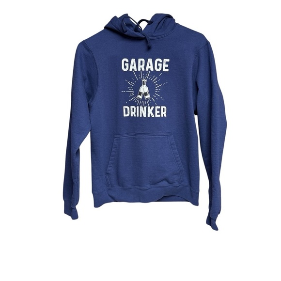 Port Authority size small Blue Pullover Hoodie with Graphic Design - Picture 1 of 6